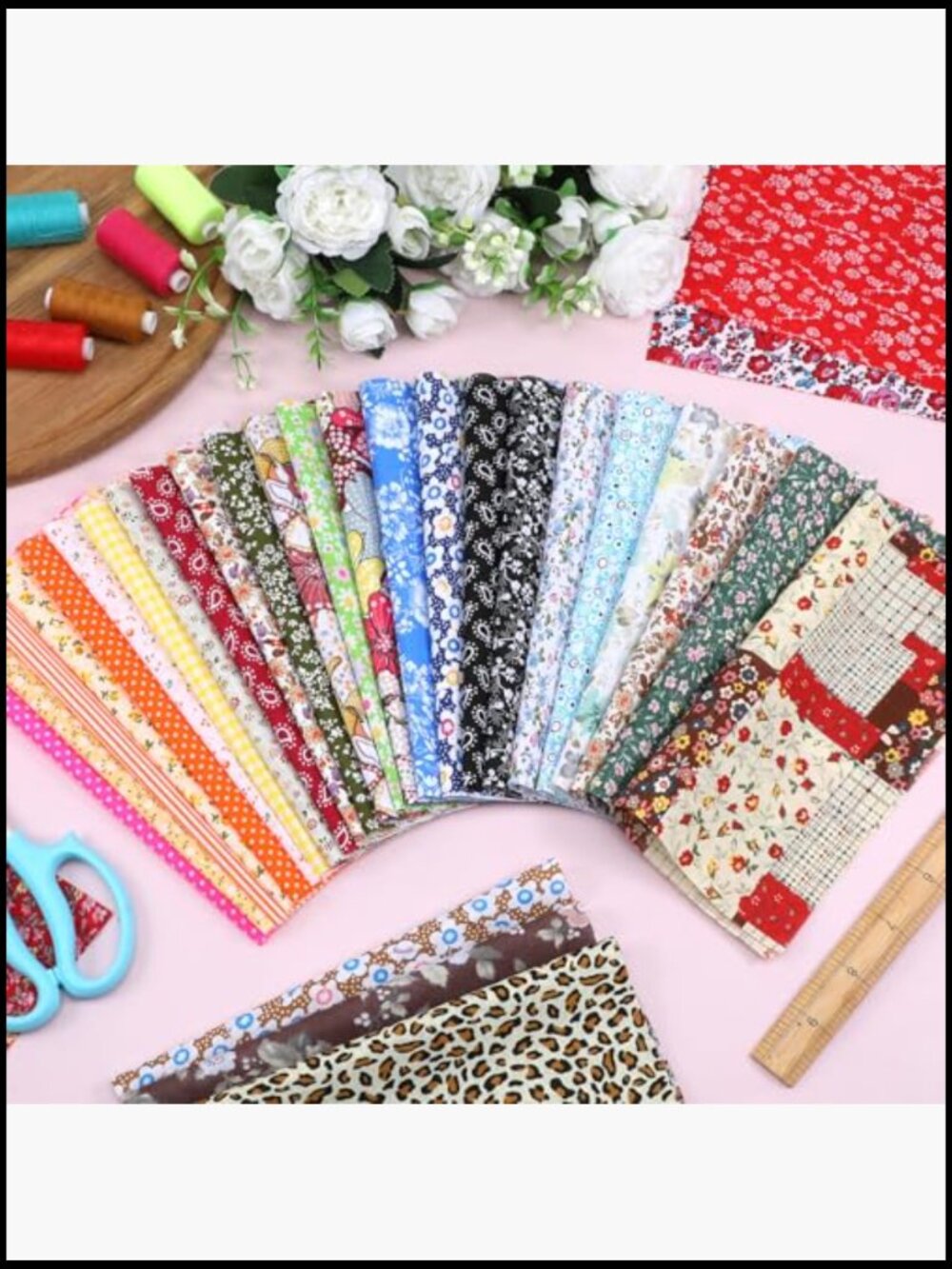 Precut Cotton Fabric Squares Bundle 200 Pcs 10x10 Patchwork Sewing Craft Floral - Picture 6 of 6
